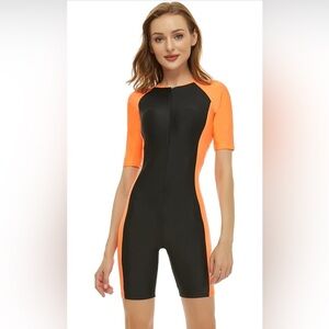 Women Swimsuits One Piece Short Sleeve Surfing Suit Bathing Suit Sun Protection